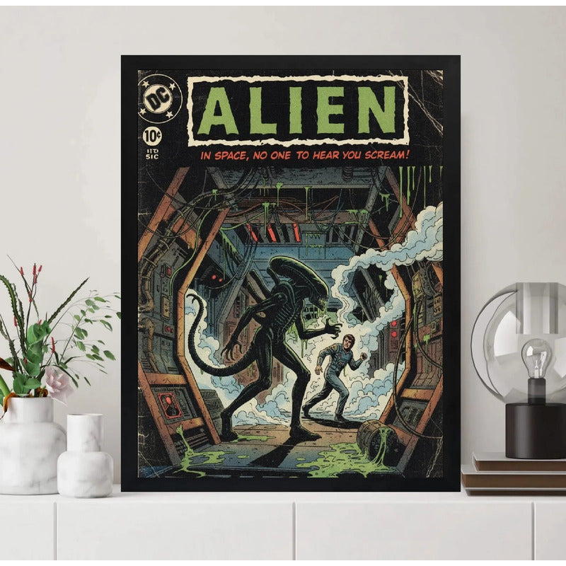 Cuadro Alien Comics El Octavo Pasajero Película Arte Retro Marco Negro