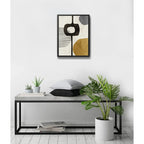 Cuadro Dormitorio Living Boho Arte Abstracto Tonos Terrosos Marco Negro