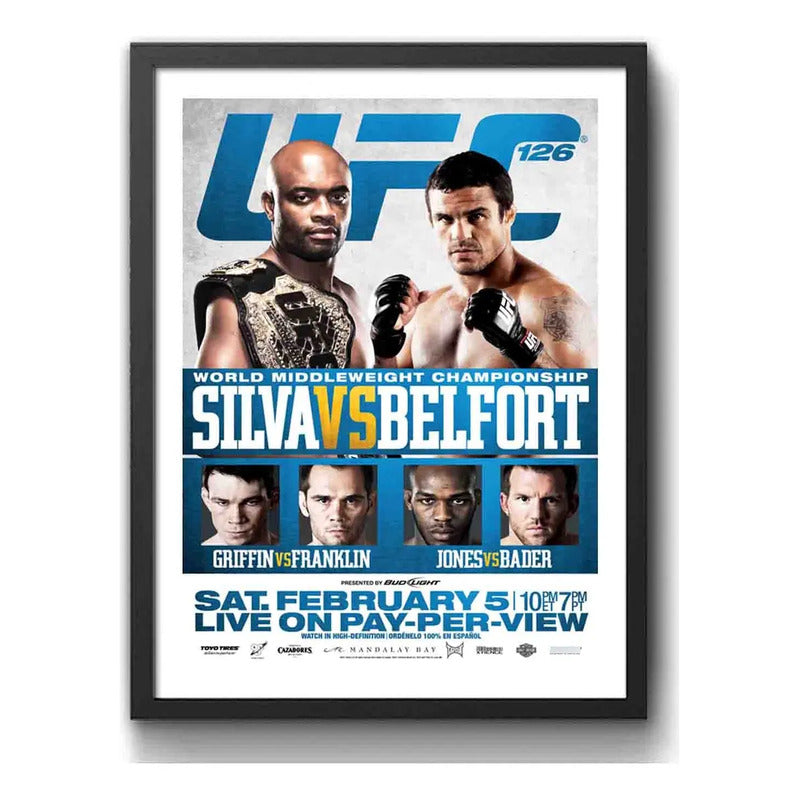 Cuadro Ufc Fight Peleas Famosas Retro Mma Deporte Coleccion Ufc 126 Anderson Silva Vs Vitor Belfort Negro