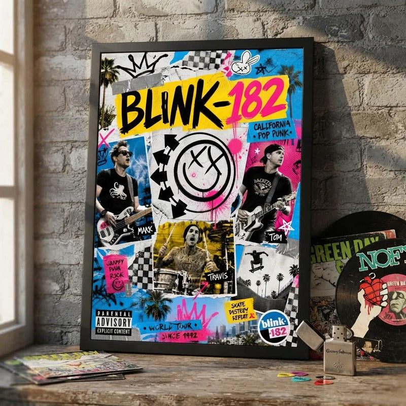Cuadro Blink-182 Pop Punk Rock Since 1992 Arte Vintage Marco Negro