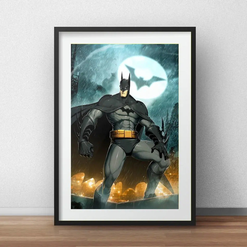 Cuadro Batman Comics Arte Heroes Decoracion Con Paspartú Marco Negro