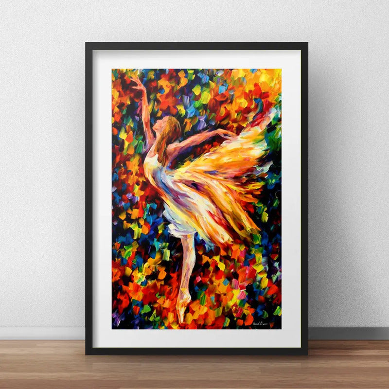 Cuadro Bailarína Pop Art Ballet Brs1 Decoracion Con Paspartú Marco Negro