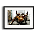 Cuadro Toro Wall Street Charging Bull 53x43cm Con Paspartú Marco Negro