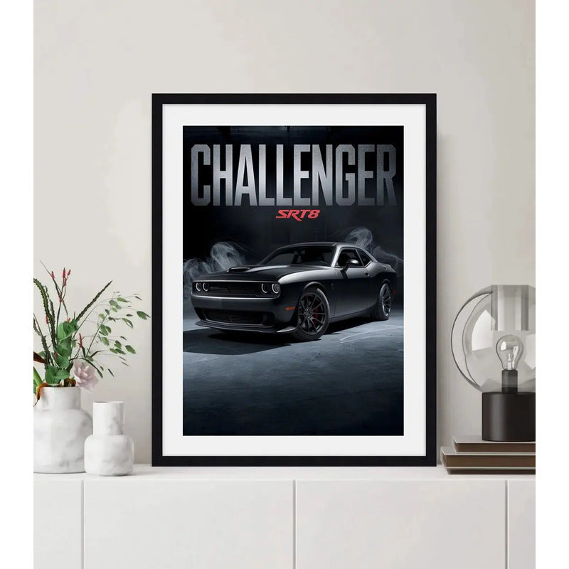 Cuadro Dodge Challenger Srt8 Auto Modelo Carrera Decoracion Marco Negro
