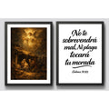 Set 2 Cuadros Jesús Cristo Nacimiento Y Salmo 91:10 Biblia Marco Negro