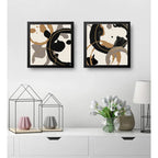 Set 2 Cuadros Living Cocina Café Arte Abstracto Tonos Pastel Marco Negro