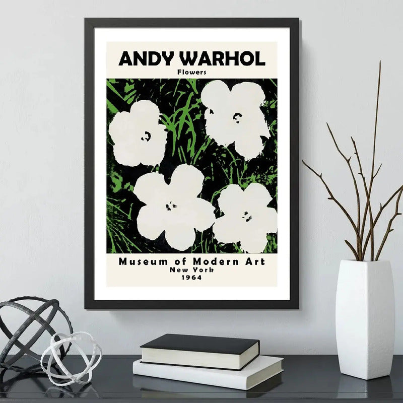 Cuadro Andy Warhol Pop Art Monroe Mariposa Flores Decoracion Andy Warhol Flores Blancas Marco Negro