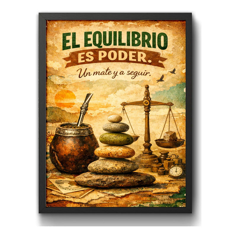 Cuadro Frase Motivacional El Equilibrio És Poder Un Mate Marco Negro