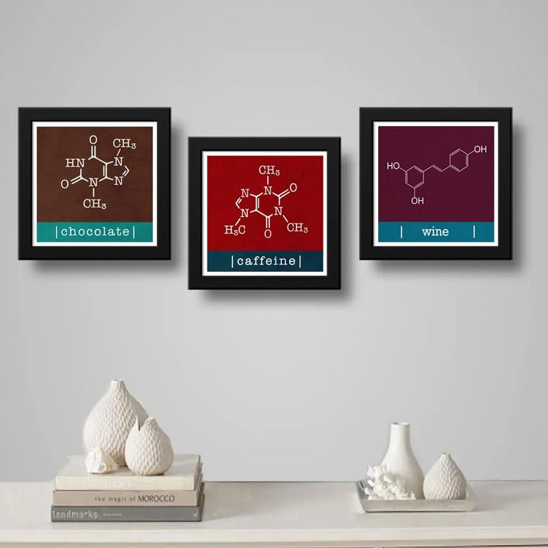 Set 2 Cuadros Formula Quimica Del Café Vino Chocolate Decor