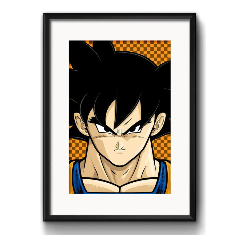 Cuadro Goku Pop Art Dragon Ball Anime Decoracion C/ Paspartú Marco Negro