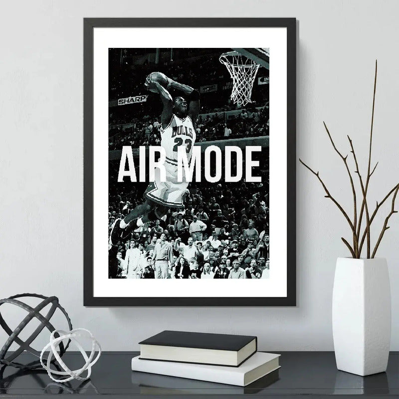 Cuadro Michael Jordan Air Mode Frase Basket Nba Deporte Arte Marco Negro