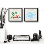Set 2 Cuadros Matisse Arte Abstracto Acróbatas Desnudo Azul Marco Negro