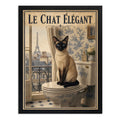 Cuadro Baño Le Chat Elegant Gato Paris Perfume Retro Arte Marco Negro