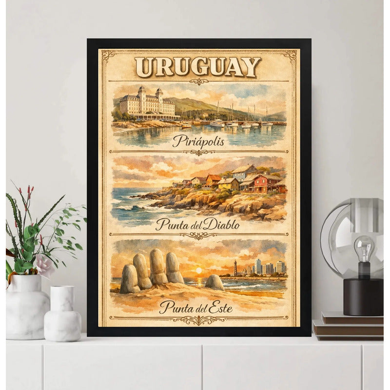 Cuadro Piriápolis Punta Del Diablo Y Del Este Uruguay Arte Marco Negro