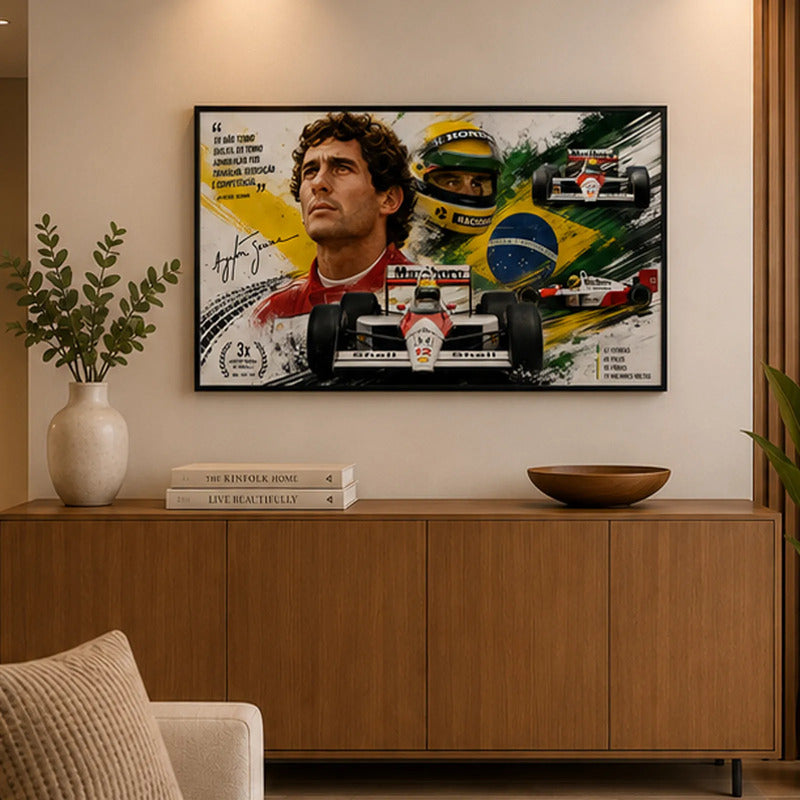 Cuadro Ayrton Senna Do Brasil Arte Formula 1 Mclaren Grande Marco Negro