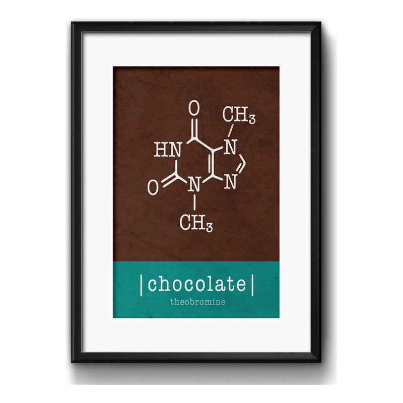 Cuadro Formula Quimica Chocolate Decoracion Con Paspartú Marco Negro