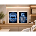 Set 2 Cuadros Temática Odontológica Dentista Consultorio Br2 Marco Blanco