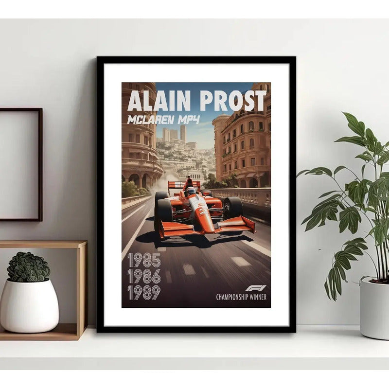Cuadro Alan Prost Mclaren Formula 1 Auto Carrera F1 Arte Marco Negro