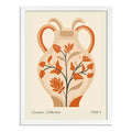 Cuadro Dormitorio Living Jarron Ceramica Flores Color Pastel Marco Blanco