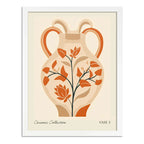 Cuadro Dormitorio Living Jarron Ceramica Flores Color Pastel Marco Blanco