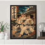 Cuadro Karate Arte Marcial Japones Samurai Deporte Vintage Marco Negro
