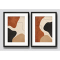 Set 2 Cuadros Boho Arte Abstracto Tonos Tierra Con Paspartu 53x43cm Cada Cuadro Negro