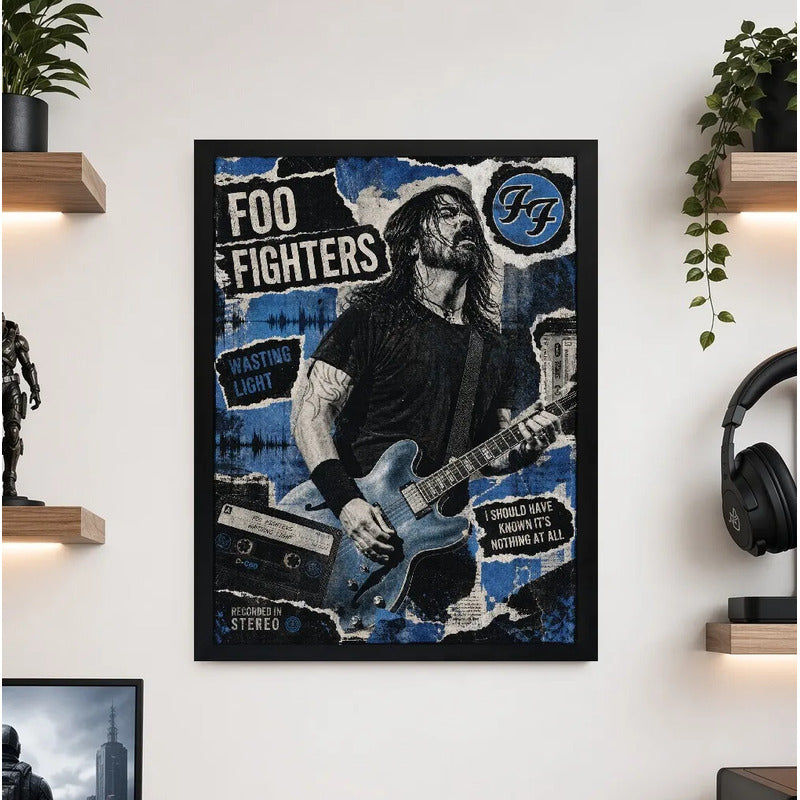 Cuadro Foo Fighters Wasting Light Dave Grohl Rock Vintage Marco Negro