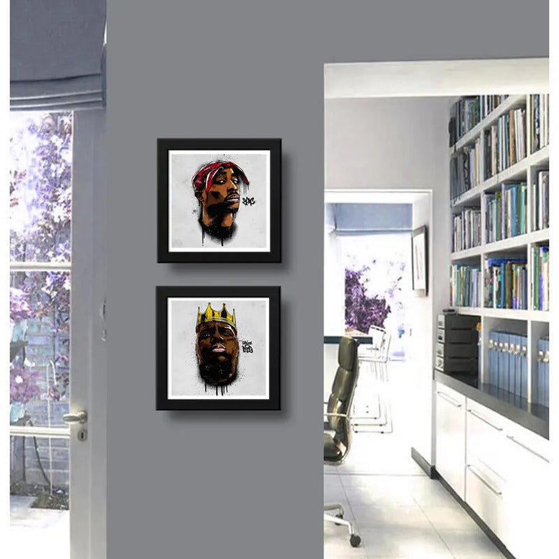 Set 2 Cuadros Tupac Notorious Big Rap Musica Decoracion