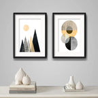 Set 2 Cuadros Geometrico Abstracto Escandinavo Arte Paspartu