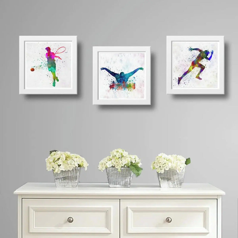 Set 3 Cuadros Tenis Natacion Carrera Pop Art Club Deportes