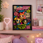 Cuadro Las Chicas Superpoderosas Powerpuff Girls Efecto 3d Marco Negro