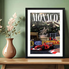 Cuadro Monaco Formula 1 Auto Pista Carrera Autodromo Retro Marco Negro