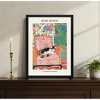 Cuadro Living Dormitorio Henri Matisse Gato Silla Cómoda Art Marco Negro