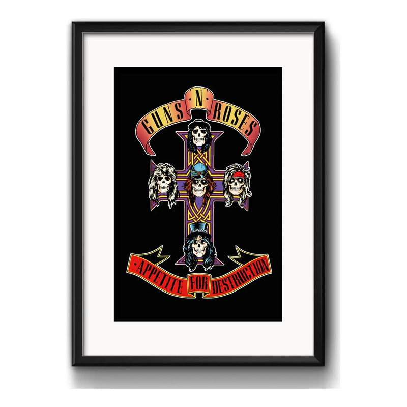 Cuadro Guns N Roses Rock Appetite Destruction Con Paspartú Marco Negro