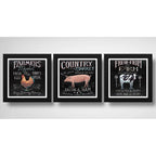 Set 3 Cuadros Cocina Gourmet Carnes Frases Vaca Pollo Cerdo