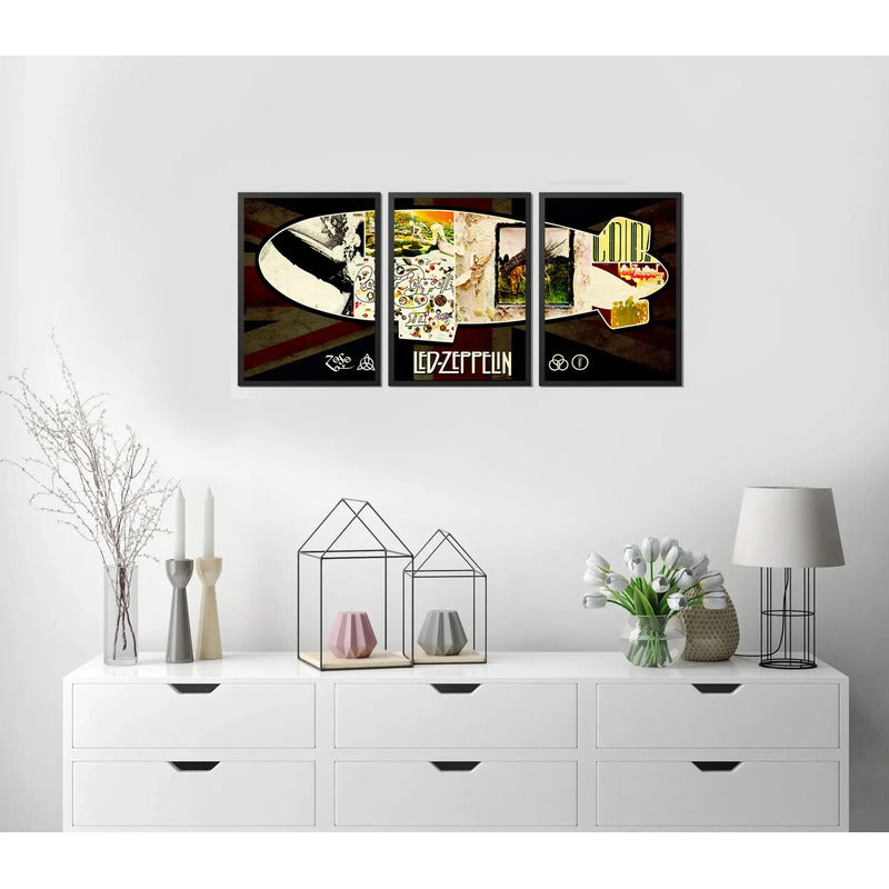 Set 3 Cuadros Led Zeppelin Rock Music Album Retro Decoración