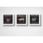 Set 3 Cuadros Cocina Gourmet Carnes Frases Vaca Pollo Cerdo