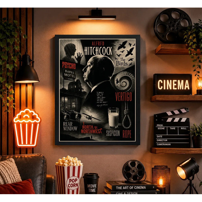 Cuadro Alfred Hitchcock Director Peliculas Icónicas Terror Marco Negro