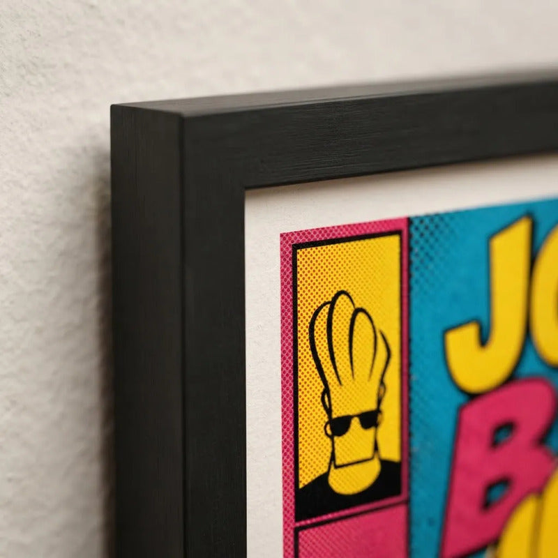 Cuadro Johnny Bravo Comics Art Joven Musculoso Serie Tv Marco Negro