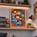 Cuadro Monkey Luffy Efecto 3d One Piece Anime Kids Japon Marco Madera Oak Madera Clara