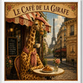 Cuadro Living Comedor Cocina Café Paris Jirafa 33x33cm Marco Blanco