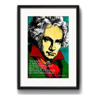 Cuadro Beethoven Pop Art Frase Música Clasica Con Paspartú Marco Negro