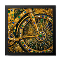 Cuadro Living Dormitorio Bicicleta Bizantino Dorado 33x33cm Marco Negro