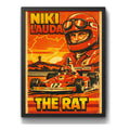 Cuadro Niki Lauda The Rat Piloto Auto Formula 1 Arte Retro Marco Negro