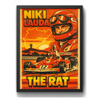 Cuadro Niki Lauda The Rat Piloto Auto Formula 1 Arte Retro Marco Negro