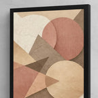 Cuadro Living Dormitorio Abstracto Geometrico Rosa Beige Marco Negro