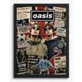Cuadro Oasis Elementos Icónicos Manchester Futbol Arte Rock Marco Negro