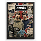 Cuadro Oasis Elementos Icónicos Manchester Futbol Arte Rock Marco Negro