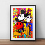 Cuadro Mickey Mouse Pop Art Disney Decoracion Con Paspartú Marco Negro