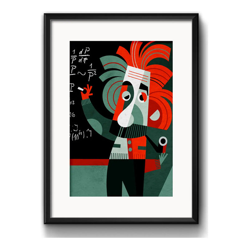 Cuadro Albert Einstein Minimalista Arte Decoracion Paspartú Marco Negro